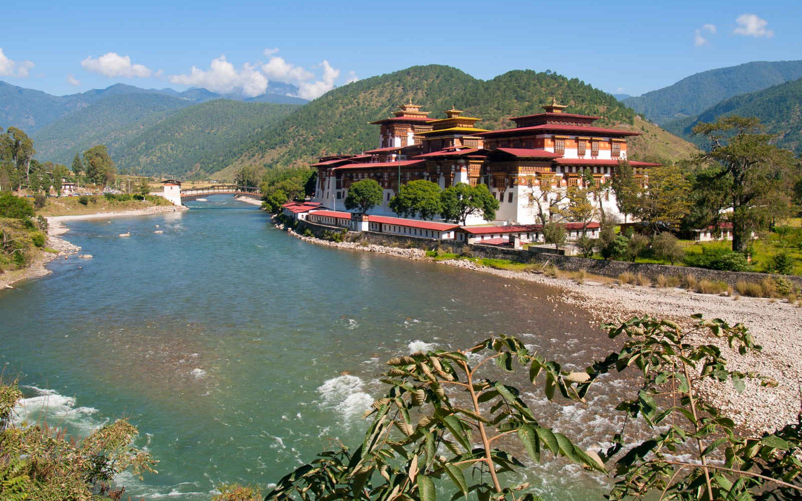 Dzong de Punakha et rivière Mo Chhu, Bhoutan