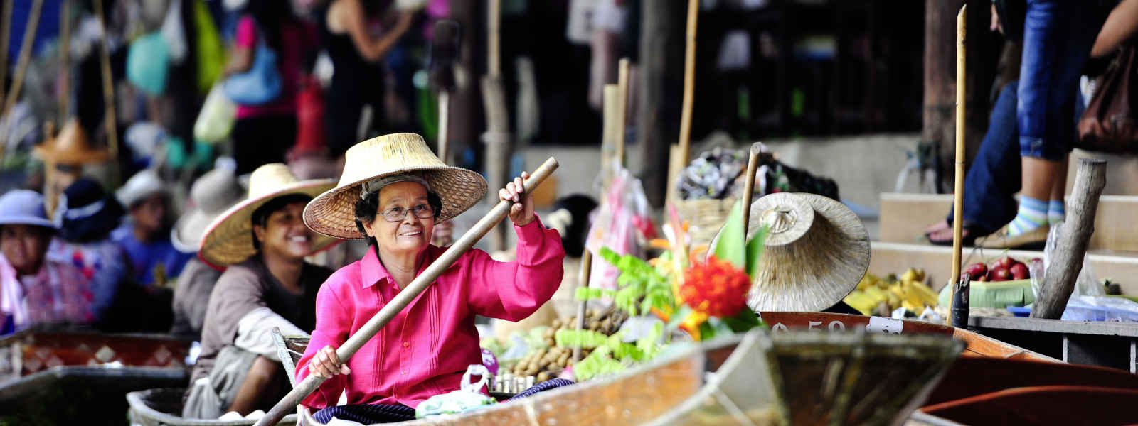 Marché flottant de Damnoen Saduak,Bangkok, Thaïlande