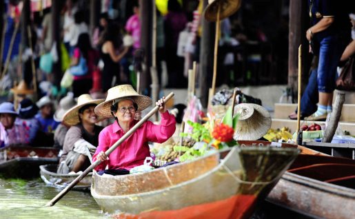 Marché flottant de Damnoen Saduak,Bangkok, Thaïlande